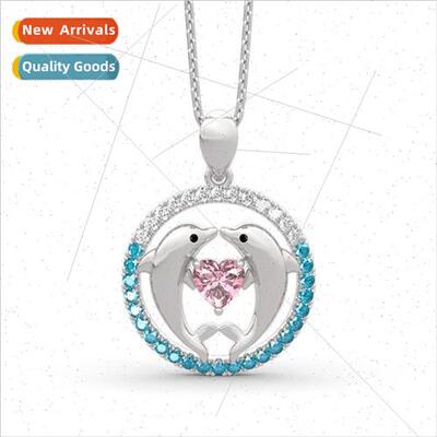 New 925 lver Plated Womens Inlaid Pendant Geometric mple Nec