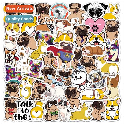 50 cartoon corgi shaggy dog graffiti stickers bicycle comput