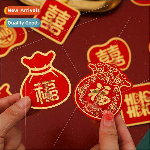 Fukuji red festive wall hooks strong sticky hooks no punch l