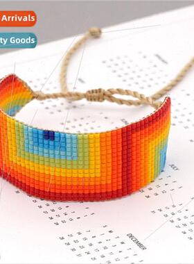 Rice beads handmade beaded bracelet ins  gradient color Turk