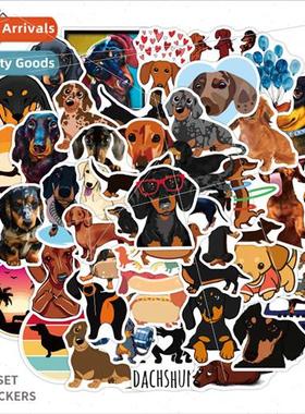 50 new cute dog dachshund doodle stickers battery car luggag