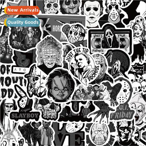 50/100 black and white wind horror movie graffiti stickers p