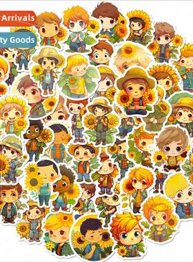 50 Boys Sunflower Stickers Sunflower Holiday  Stickers