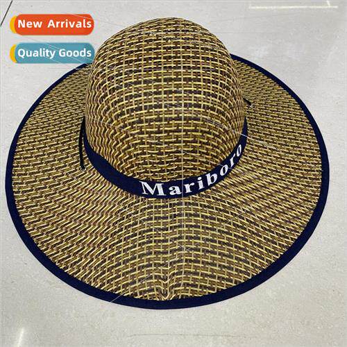 Mens western cowboy hat hat large brim round top straw hat h