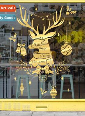 T11 Christmas elk romantic wall stickers  window bedroom bac