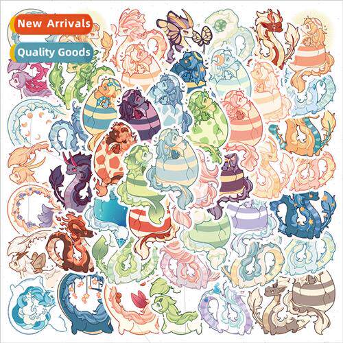 50 cartoon cute little flying dragon colorful stickers noteb