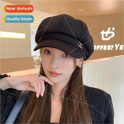 Hat female Korea new octagonal cap retro literary show face