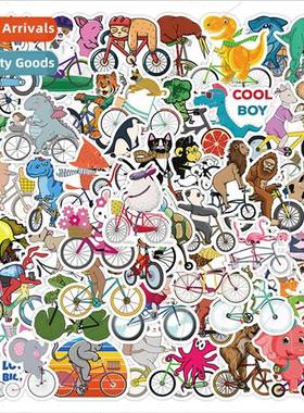 50 small animal stickers that can ride a bike cute acrobatic