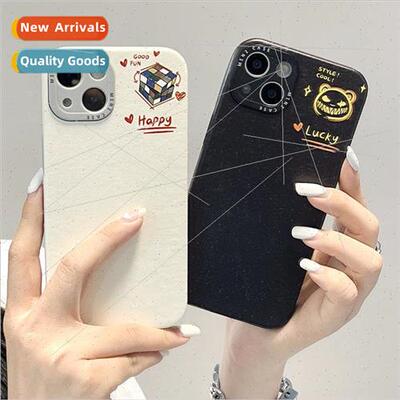 适用 iphone13pro max colorful ins Rubiks cube bear head appl