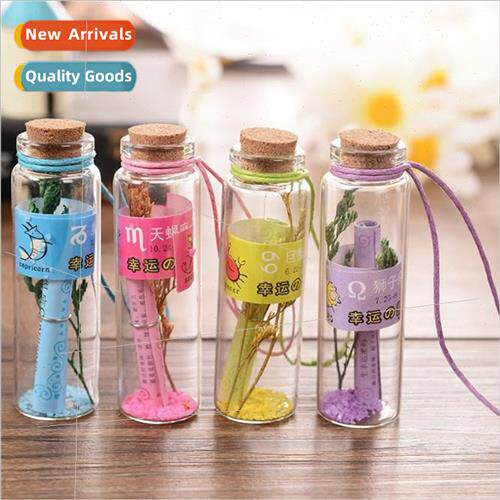 Wishing Bottle 12 Zodiac gns Glass Cork Round Mini Drift Bot