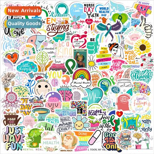 100 small size 4cm text mental health stickers knowledge edu