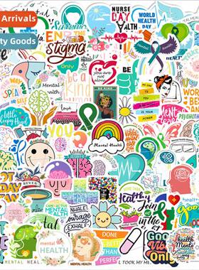 100 small size 4cm text mental health stickers knowledge edu