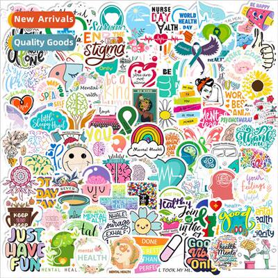 100 small size 4cm text mental health stickers knowledge edu