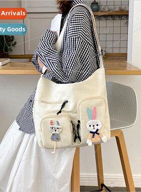 Cartoon canvas bag female 2022 new Korean cute girl shoulder