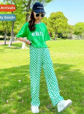 2023 new childrens clothing girls casual suit summer section