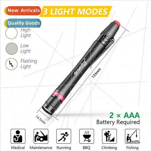Mini LED Strong ght Pen Flashlight Medical Pen Buckle Pen Cl