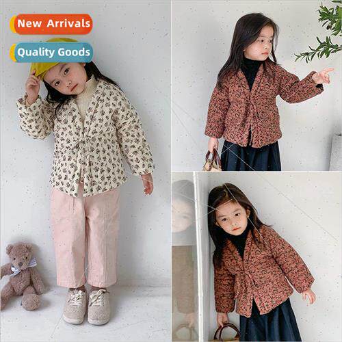 Korean winter new cotton printed small flowers rustic  tie s