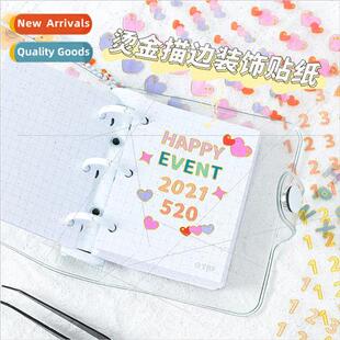 the alphabet Gold stickers letters digital cartoon edged