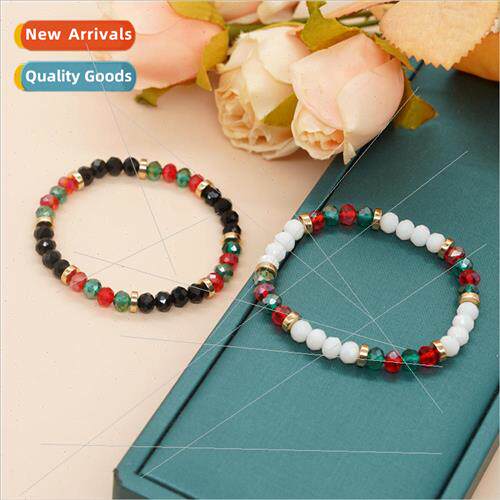 Merry Christmas Crystal Beads Ladies Bracelet Stretch Cord J