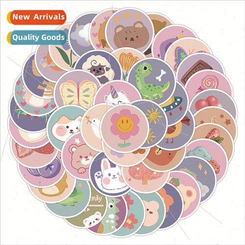 60 small fresh round cartoon stickers diy laptop luggage gui