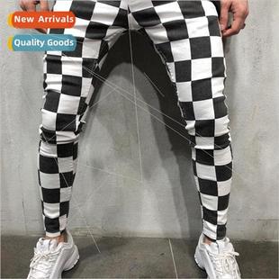 Black and White Check Brothers Camo Sweatpants Mens Fitness