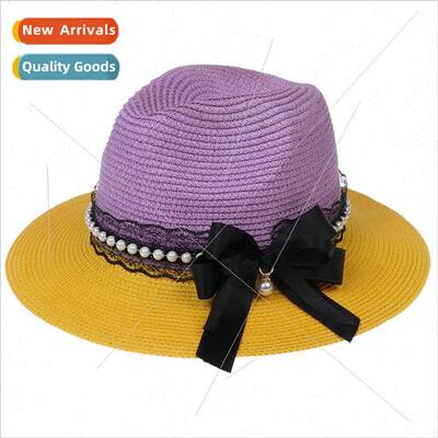 Western cowboy straw hat bow bow hat men and women outdoor s