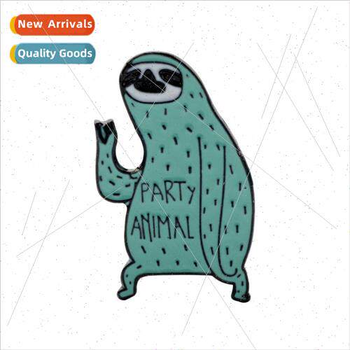 Cute Cartoon Party Animal Sloth Brooch Oil Drip Metal Badge