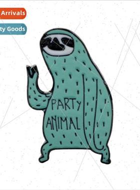 Cute Cartoon Party Animal Sloth Brooch Oil Drip Metal Badge
