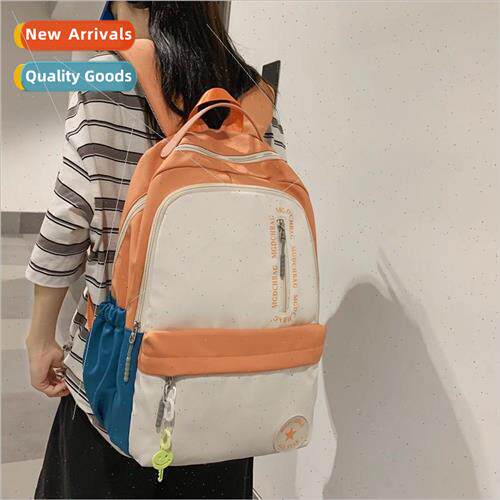 New small fresh ins color collision schoolbag female junior