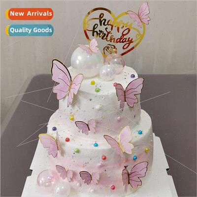 Baking Cake Decoration Creative Pink Butterfly Illusion Ball