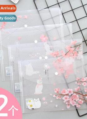 A4 thickened large capacity press button document bag transp