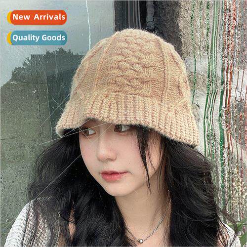 ~ twisted knitted woolen pot hat womens fall and winter warm