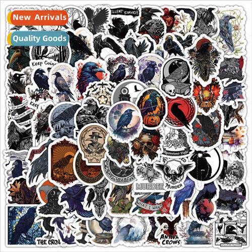 100 pcs of crow stickers dark wind horror bird luggage lapto
