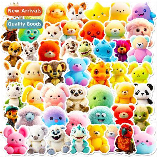 50 Cute Plush Toys Kids Stickers Cartoon Bear Plush Doll Rew