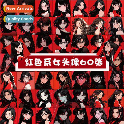 60 minimalist red female head stickers anime secondary  diy