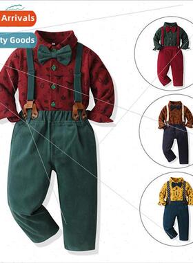 Childrens Christmas model green printed cardigan boys backpa