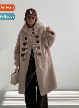 Hooded Regular Fall Yang dian Brown Bear Cow Horn Button Woo