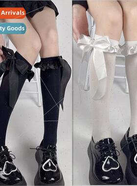 Lolita velvet heavy duty satin lace ribbon bow calf socks sw
