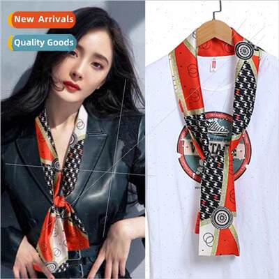 New fine narrow long silk scarf women versatile fluttering d