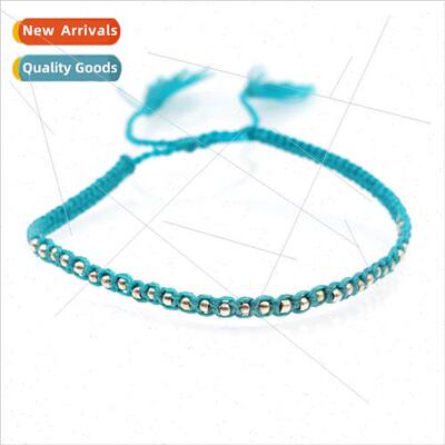Pure handmade woven silver beads tassel bracelet 适用 men an