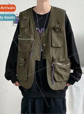 Japanese work vest mens American summer outside wear functio