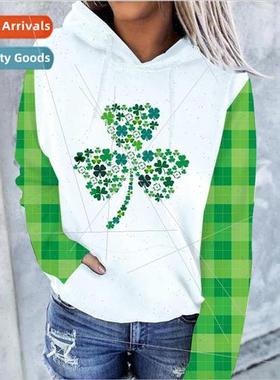 2023 New 3d Printed St. Patricks Irish Day Shamrock Hooded P