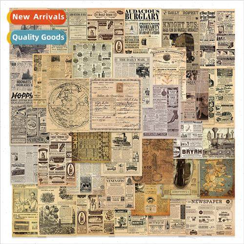 35 pcs of retro sheepskin newspaper stickers PVC waterproof