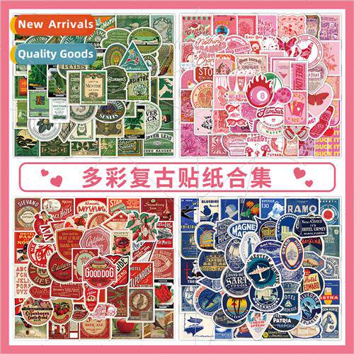 60 pcs of retro label stickers ins wind small fresh decorati