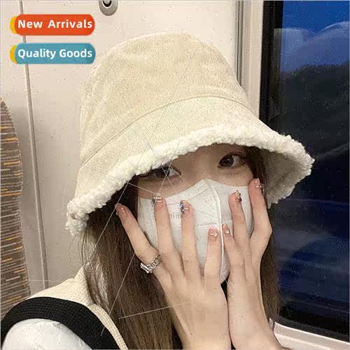 Fishermans hat female winter double-sided lambs wool fall an