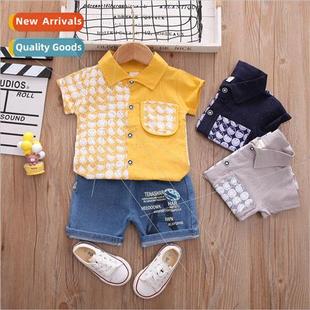 face piece boys two shirt print smiley lapel hundred new