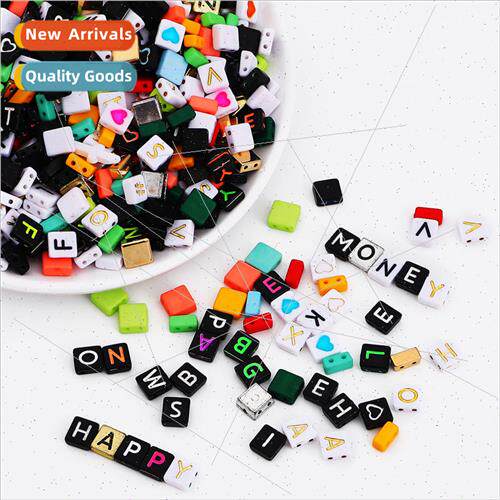 Acrylic single and double hole fluorescent love letter beads