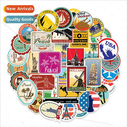 100 Travel Map Doodle Stickers ggage Trolley Case Guitar Dec