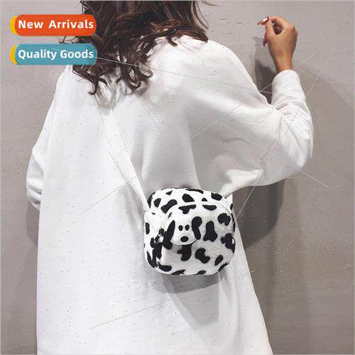 Korea cow pattern plush bag female new fall and winter ins s