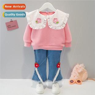 the spring childrens Korean new sleeved long Girls suit